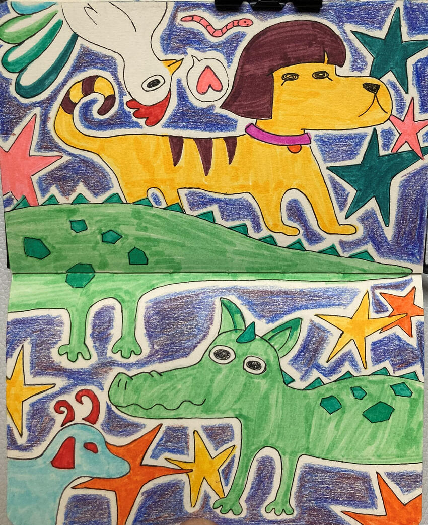 Untitled Illustration (Wax pastels, alcohol markers)